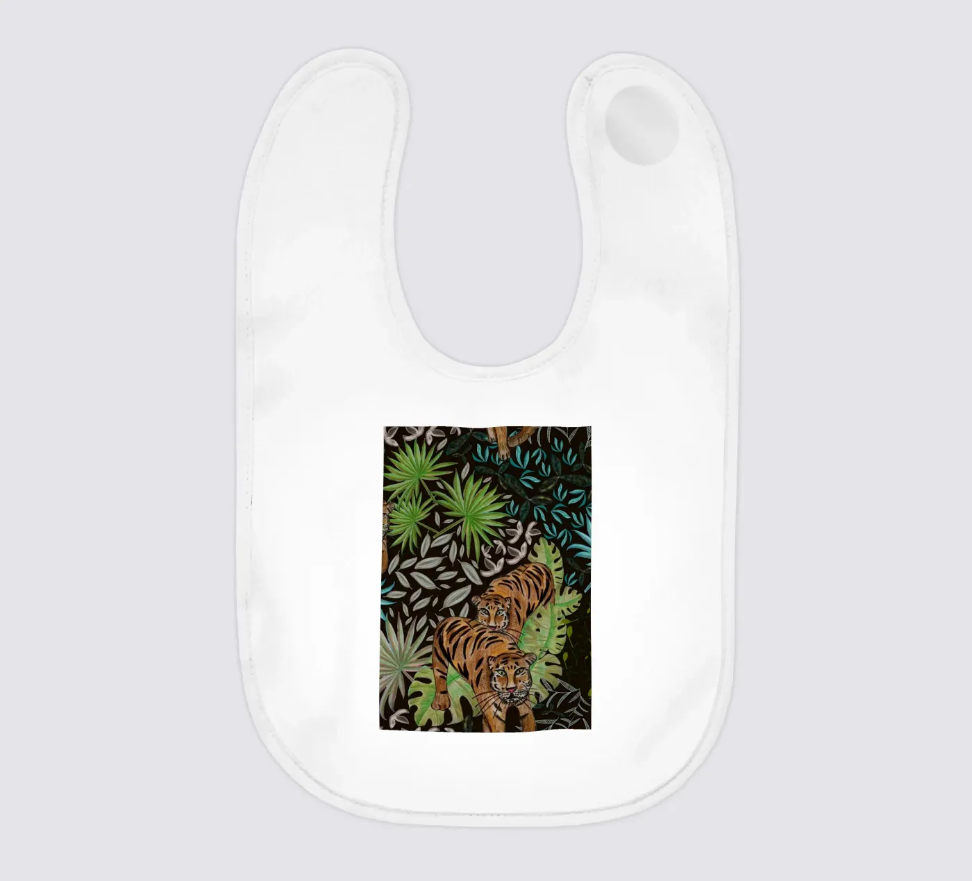 Tiger and forest baby bib by gulsengunel