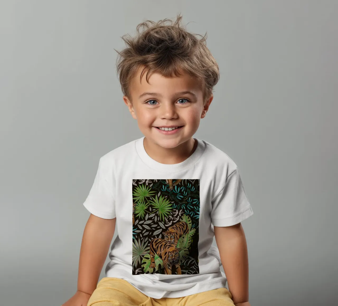 Tiger and forest t-shirt bambini da gulsengunel