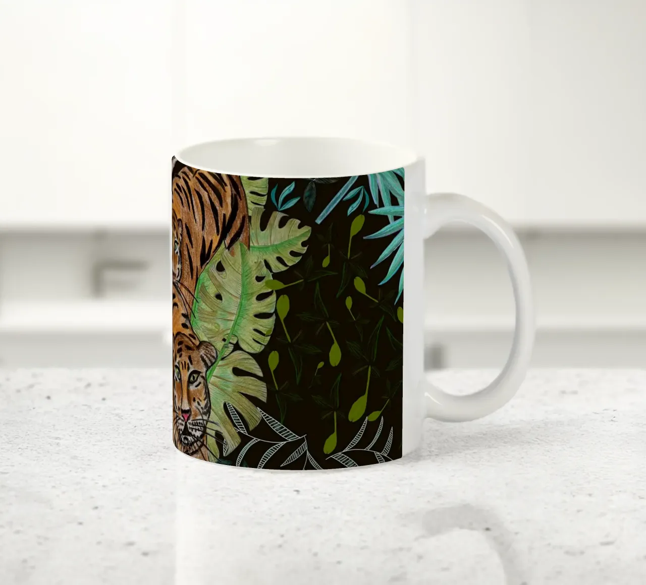 Tigre e foresta tazza in ceramica da gulsengunel