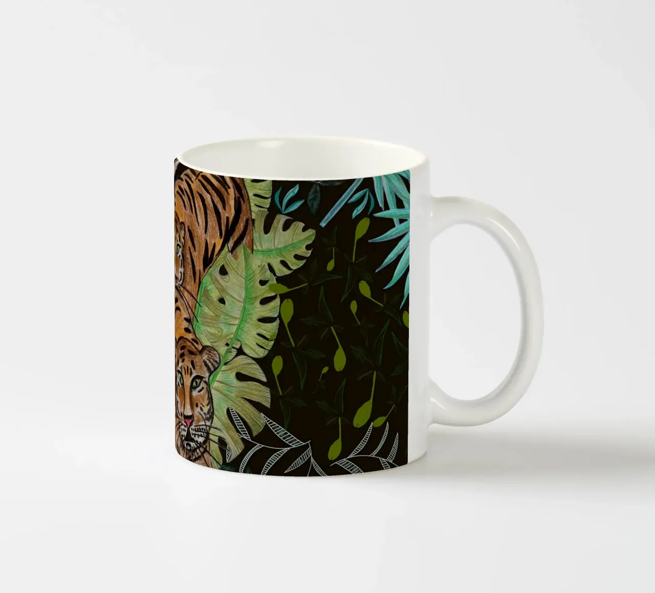 Tigre e foresta tazza in ceramica da gulsengunel