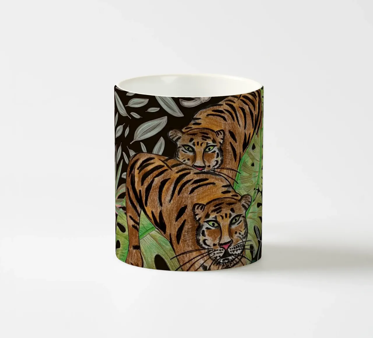 Tigre e foresta tazza in ceramica da gulsengunel