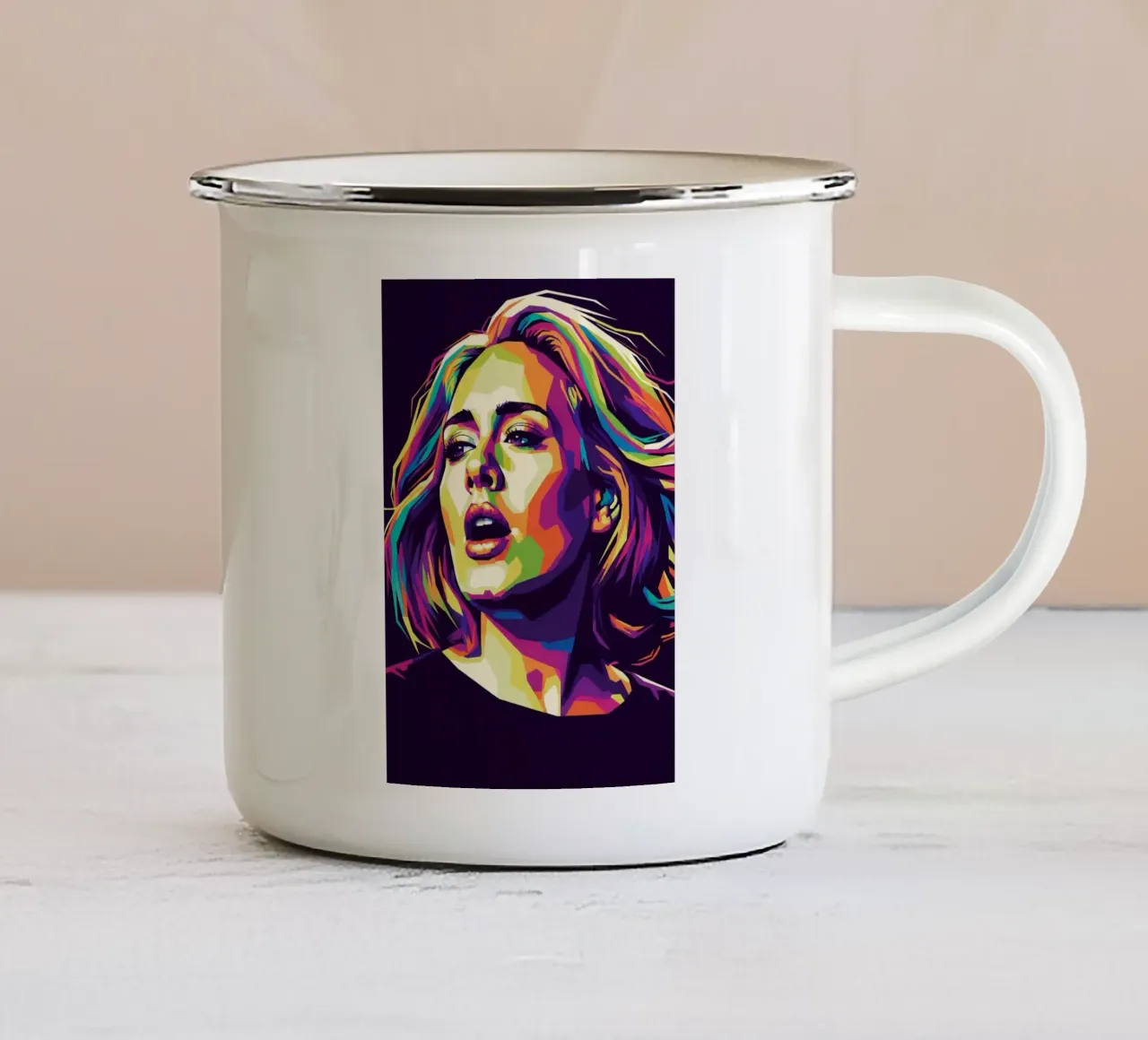 Ritratto pop art di Adele #1 tazza in smalto da Hantamrata