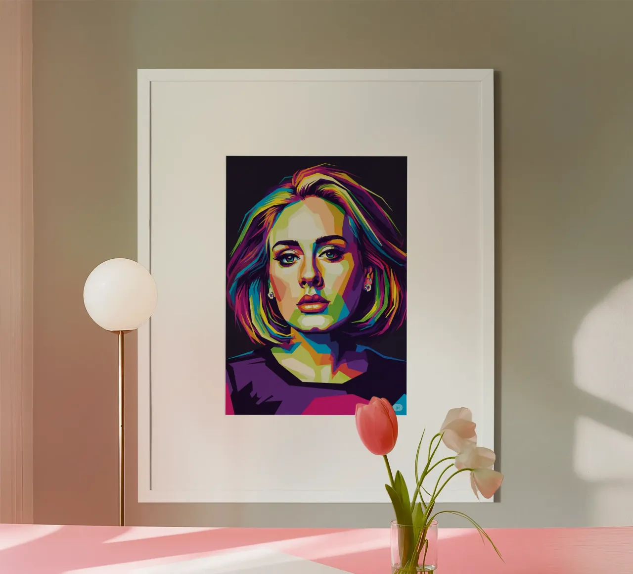 Ritratto pop art di Adele #2 poster con telaio in alluminio da Hantamrata