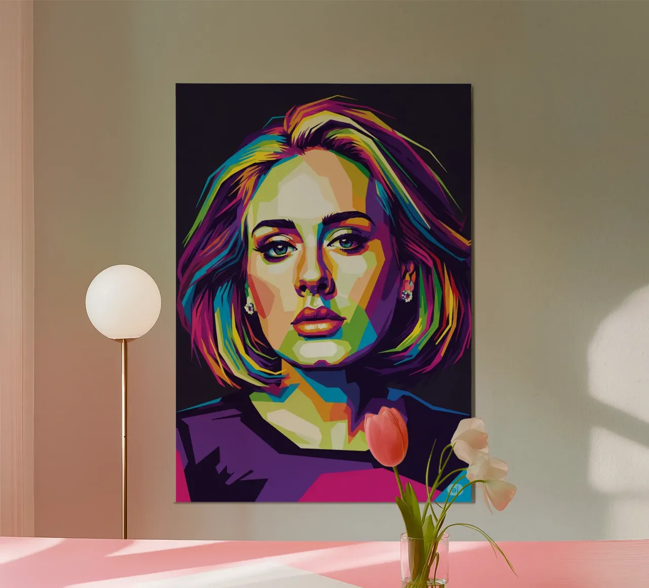 Ritratto pop art di Adele #2 poster con telaio in alluminio da Hantamrata