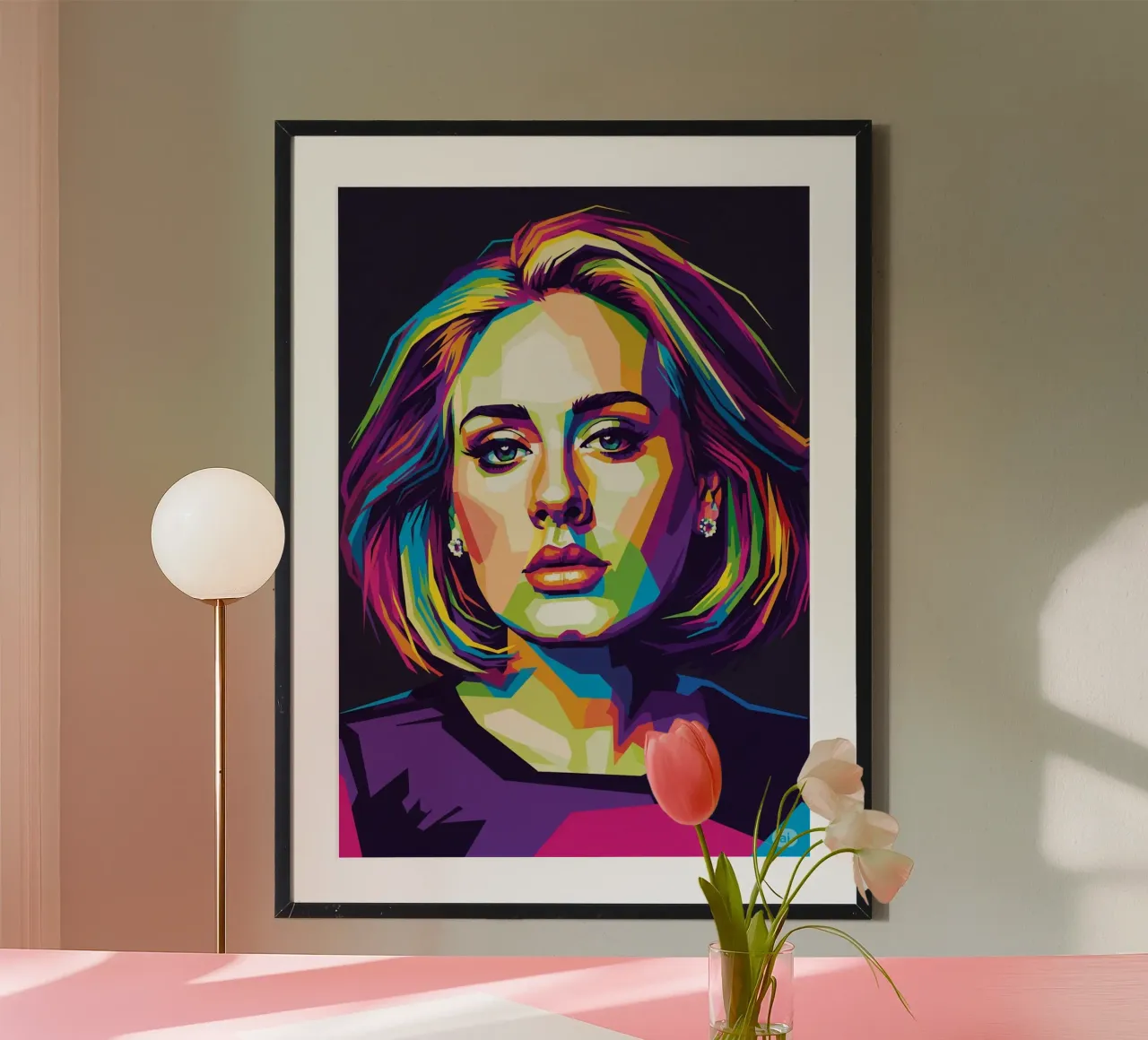 Ritratto pop art di Adele #2 poster con telaio in alluminio da Hantamrata