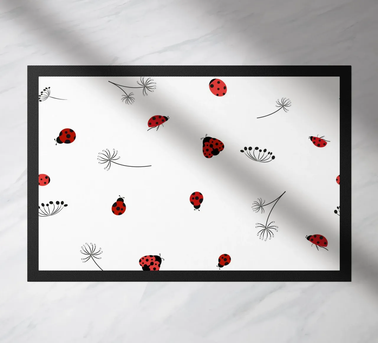 Lady bug and dandelion pattern doormat by gulsengunel