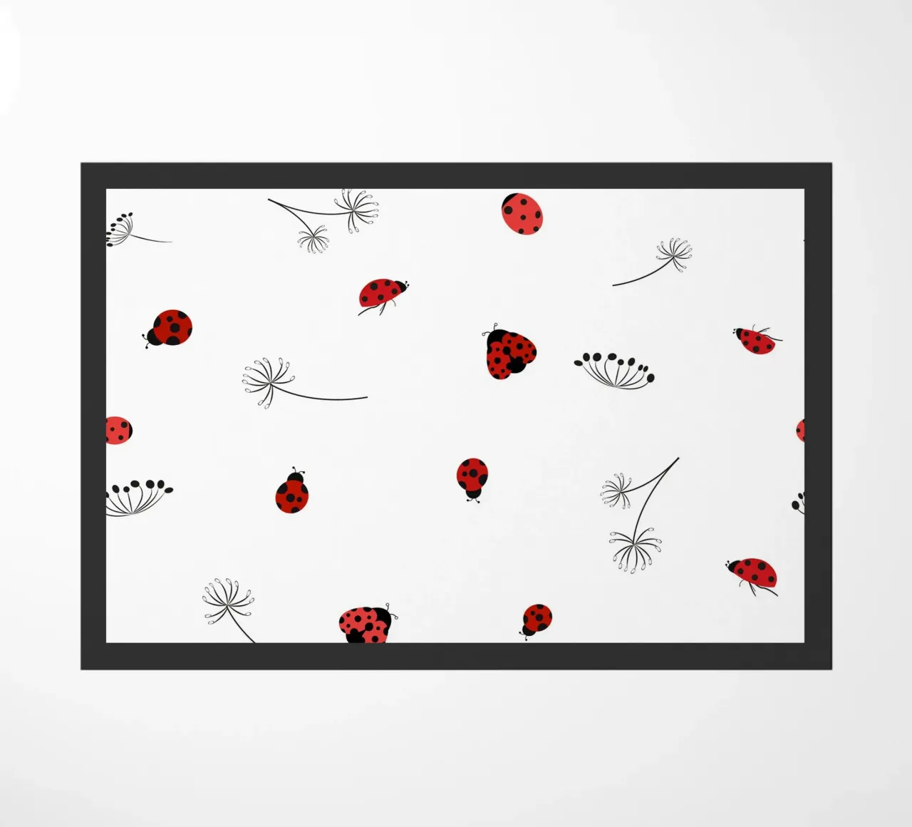 Lady bug and dandelion pattern doormat by gulsengunel