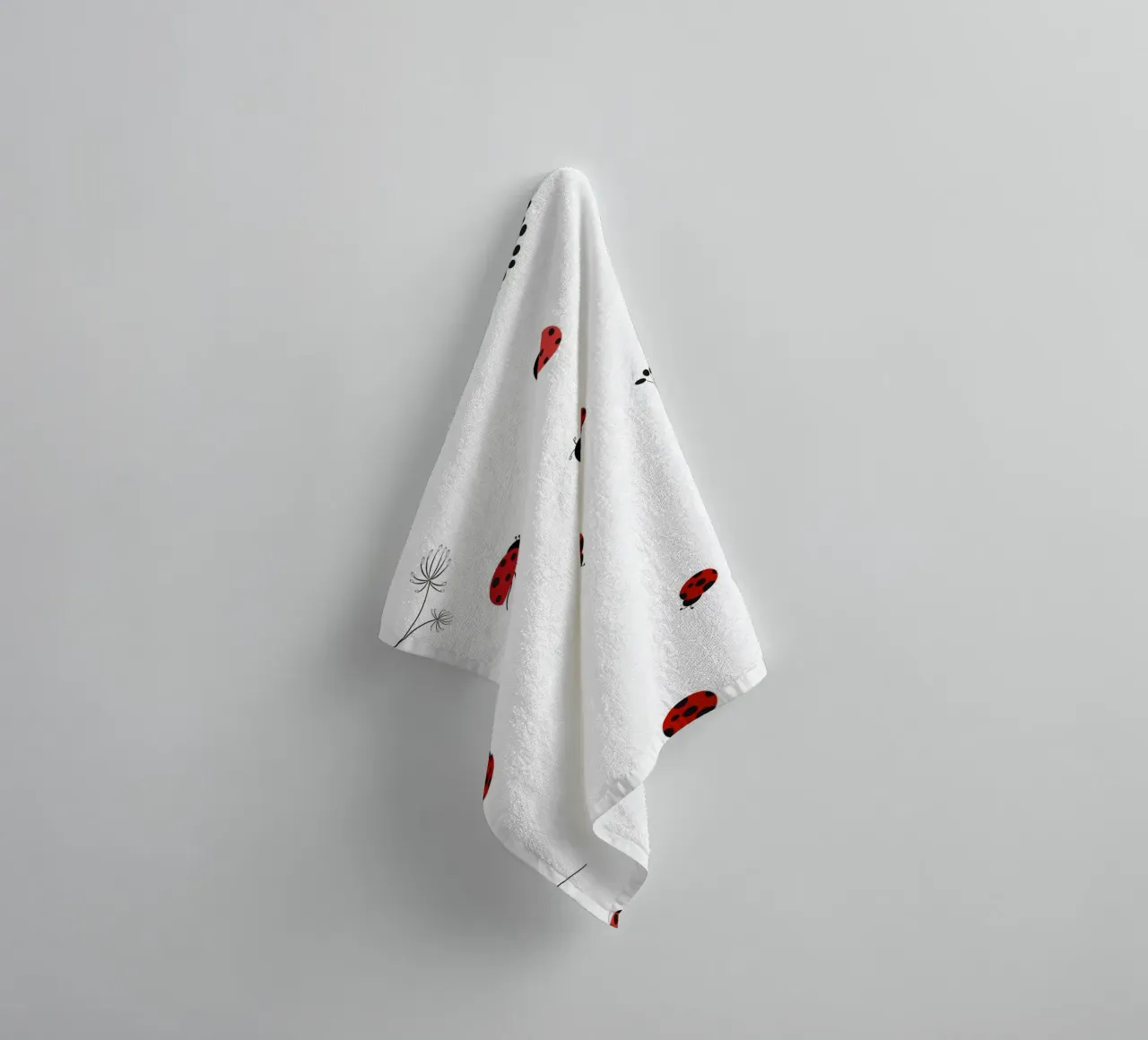 Lady bug and dandelion pattern towel by gulsengunel
