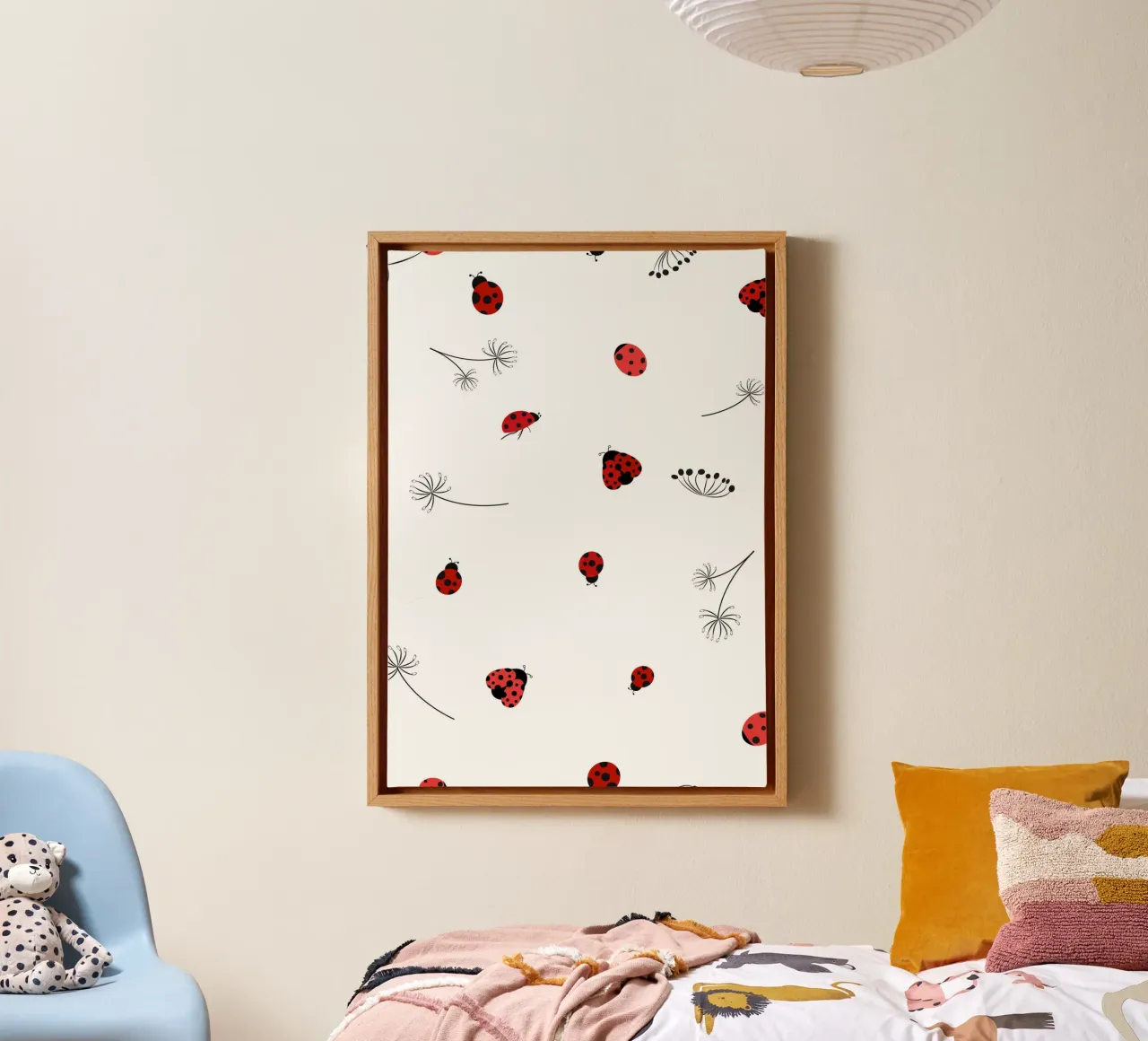 Lady bug and dandelion pattern canvas by gulsengunel