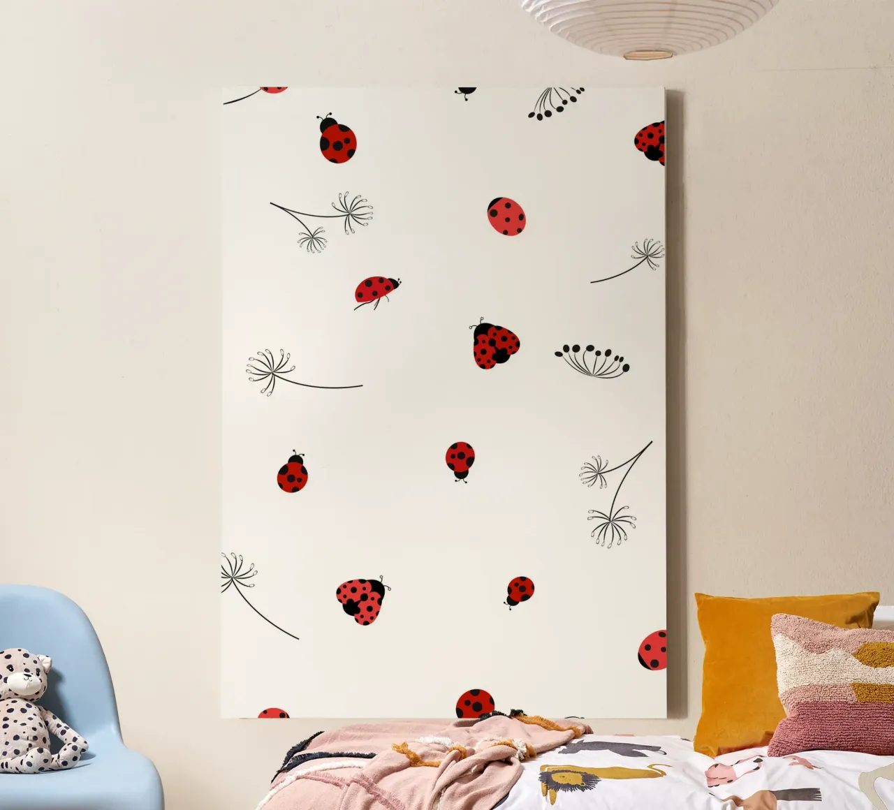 Lady bug and dandelion pattern canvas by gulsengunel