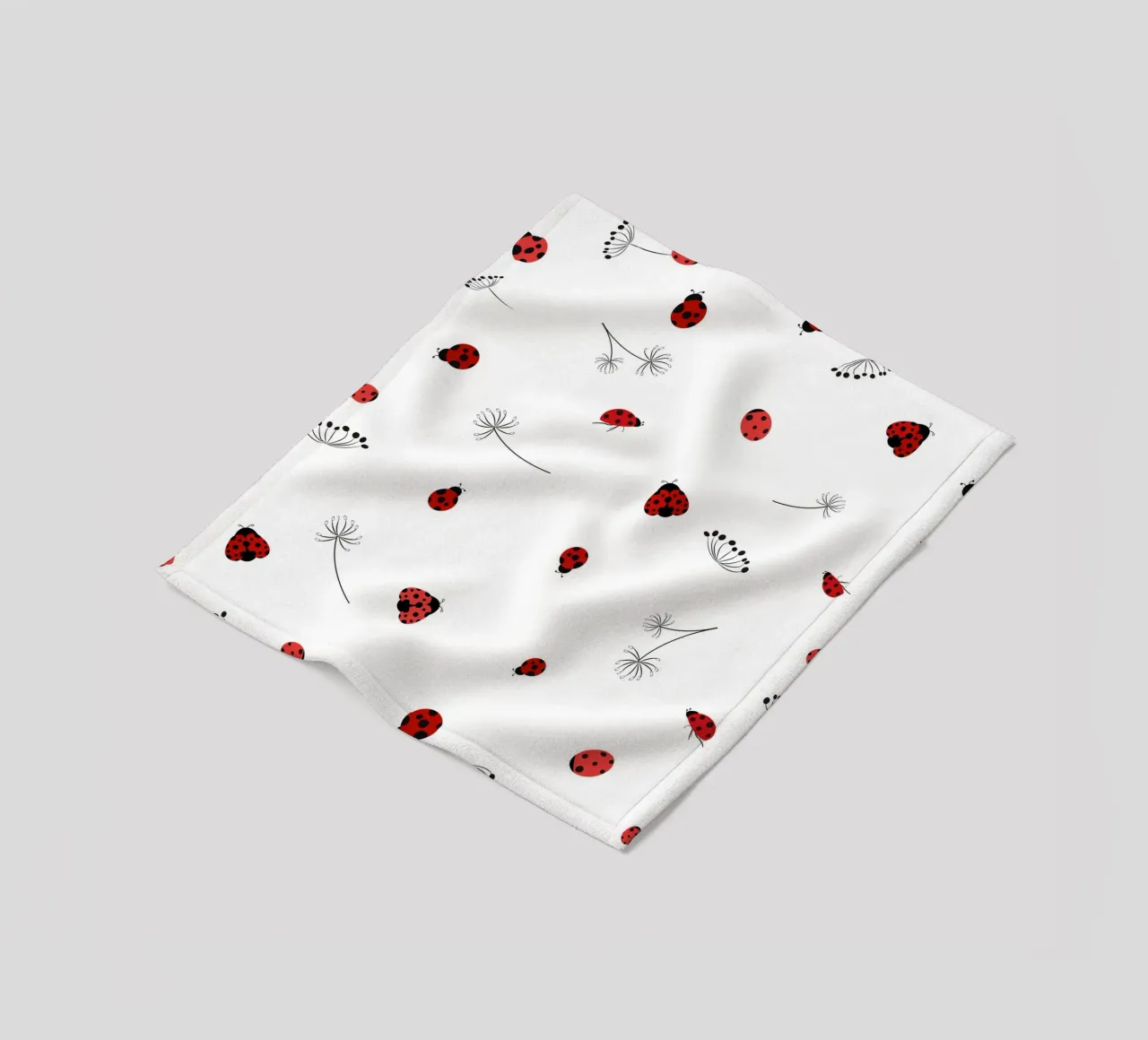 Lady bug and dandelion pattern fleece blanket by gulsengunel