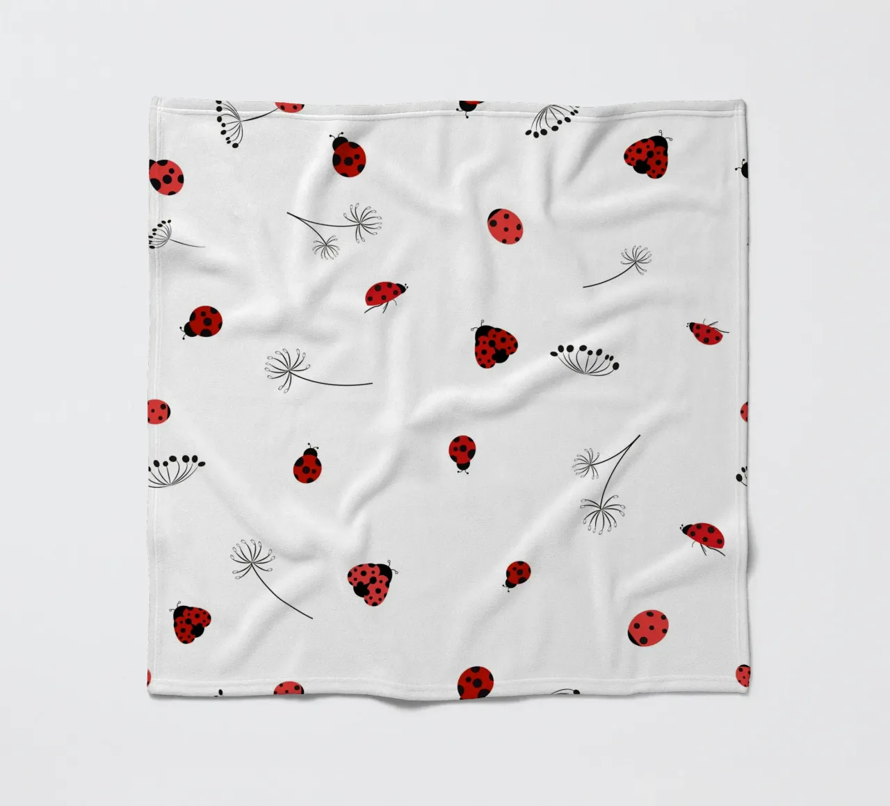 Lady bug and dandelion pattern fleece blanket by gulsengunel