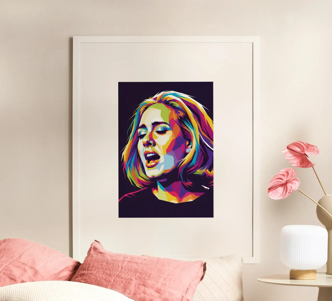 Ritratto pop art di Adele #3 poster con telaio in alluminio da Hantamrata