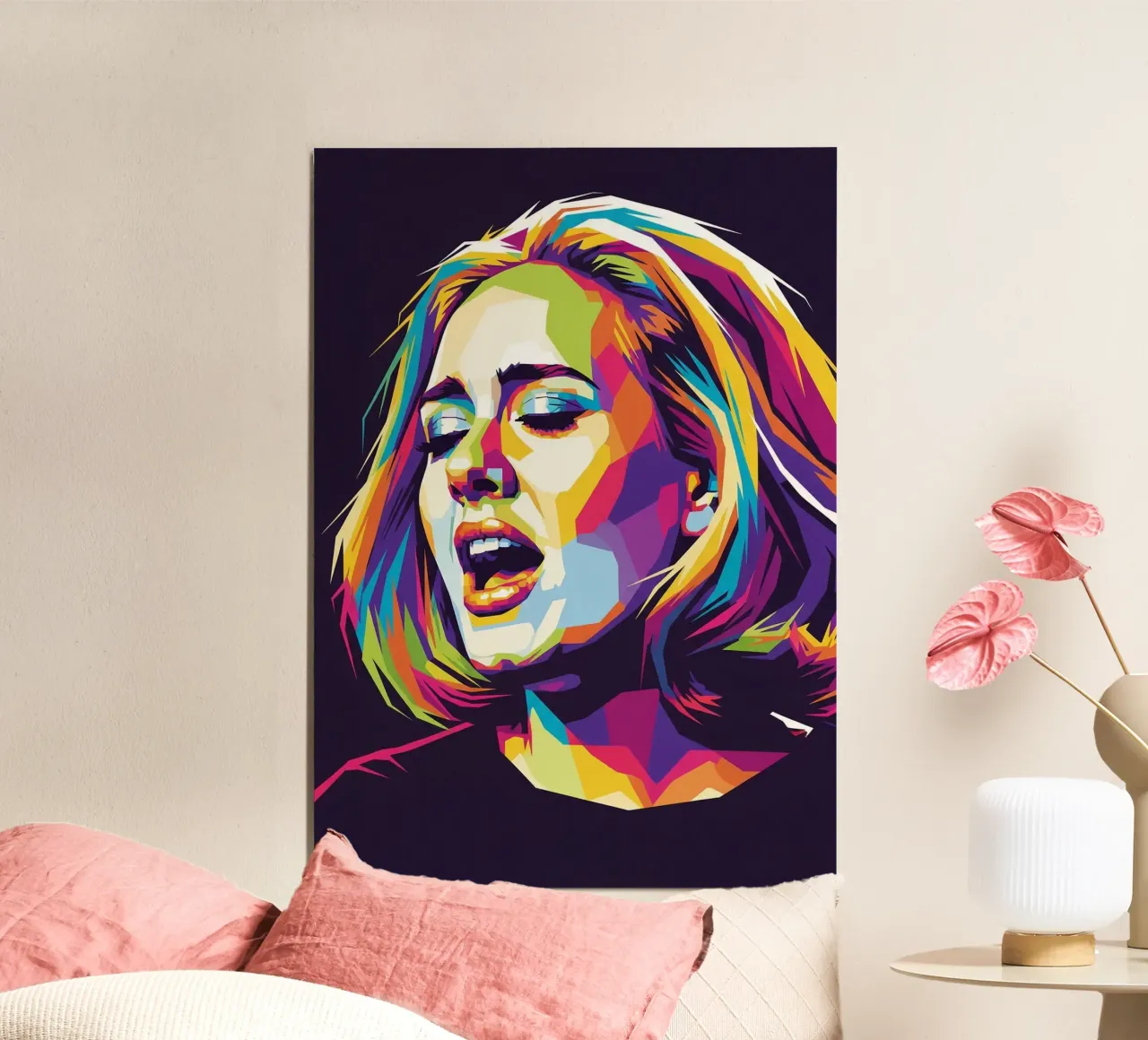 Ritratto pop art di Adele #3 poster con telaio in alluminio da Hantamrata