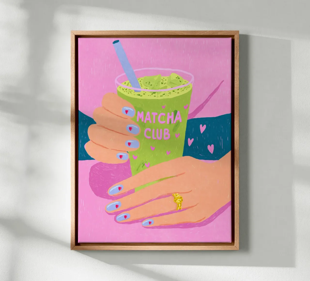 Matcha Club Vibes canvas met Baklijst van Carinaprint