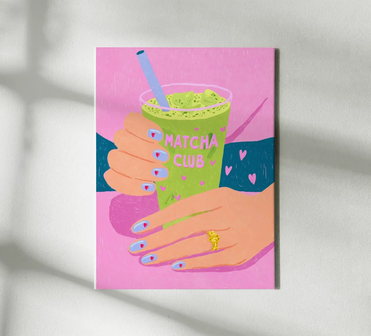 Matcha Club Vibes canvas met Baklijst van Carinaprint