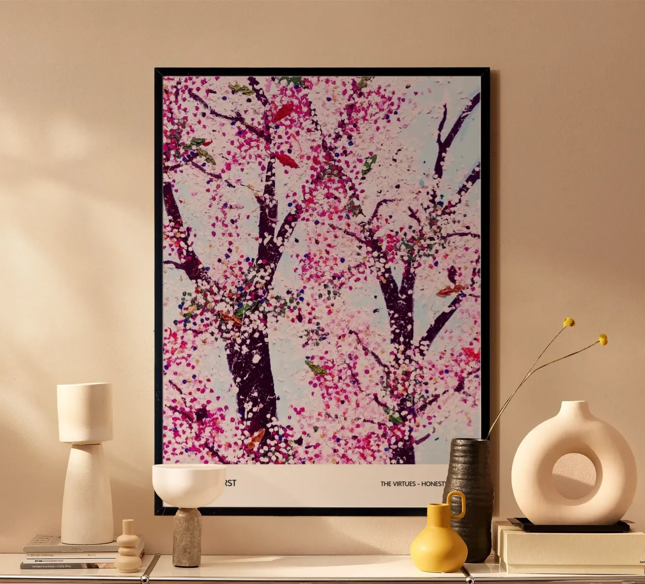 Le virtù dell'onestà - Damien Hirst poster con telaio in legno da Romeyoprints