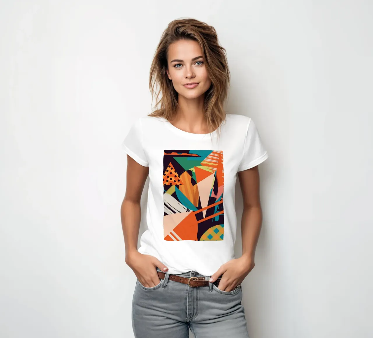 Dynamic Shape Collision women's fitted t-shirt by Nova Glaze