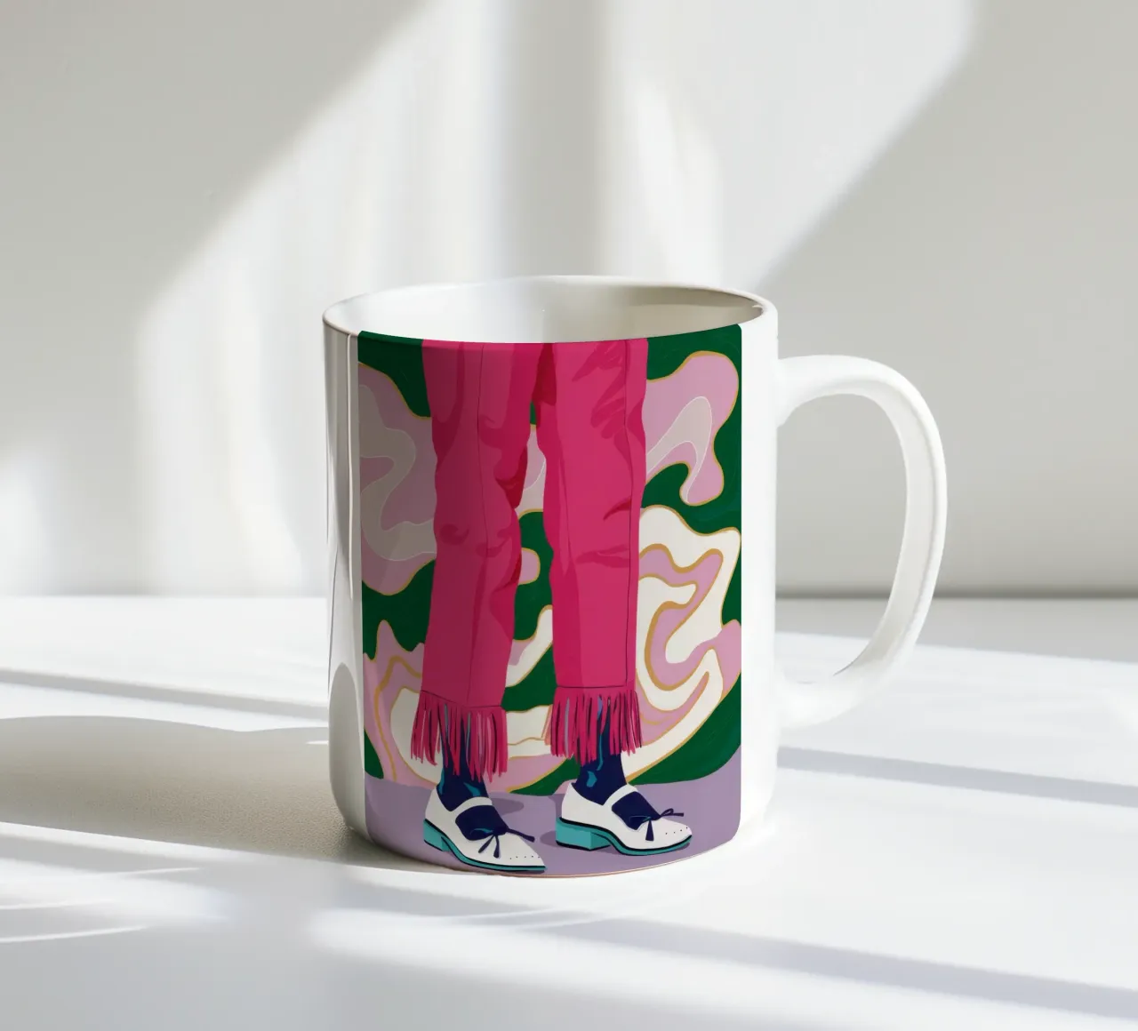 Passo delle gambe fucsia tazza in ceramica da Snow Mist