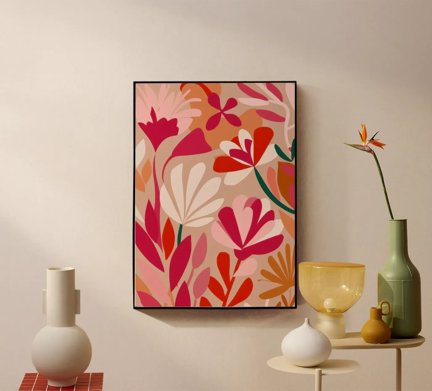 Flora rossa stilizzata plexiglass da Nova Glaze