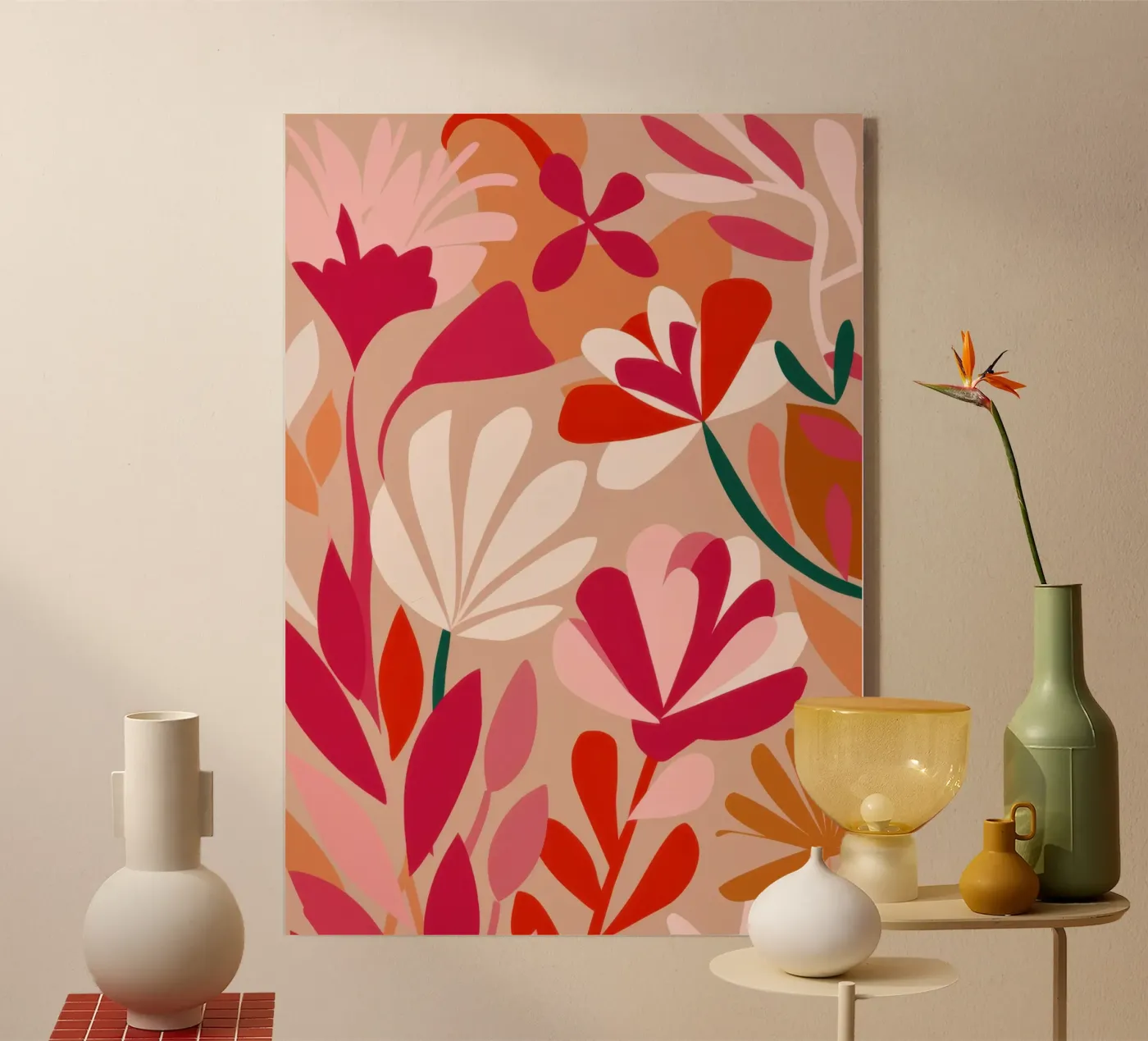 Flora rossa stilizzata plexiglass da Nova Glaze