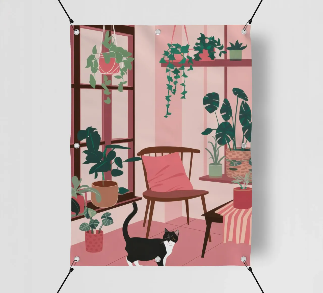 Camera rosa con gatto telo in pvc da Nova Glaze