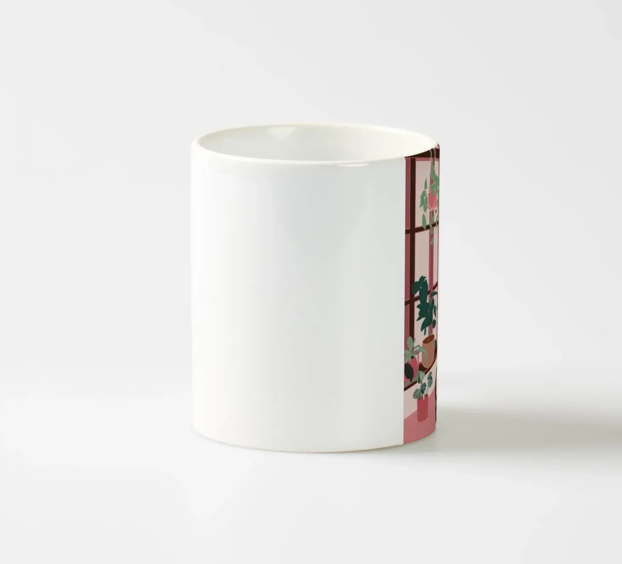 Camera rosa con gatto tazza in ceramica da Nova Glaze