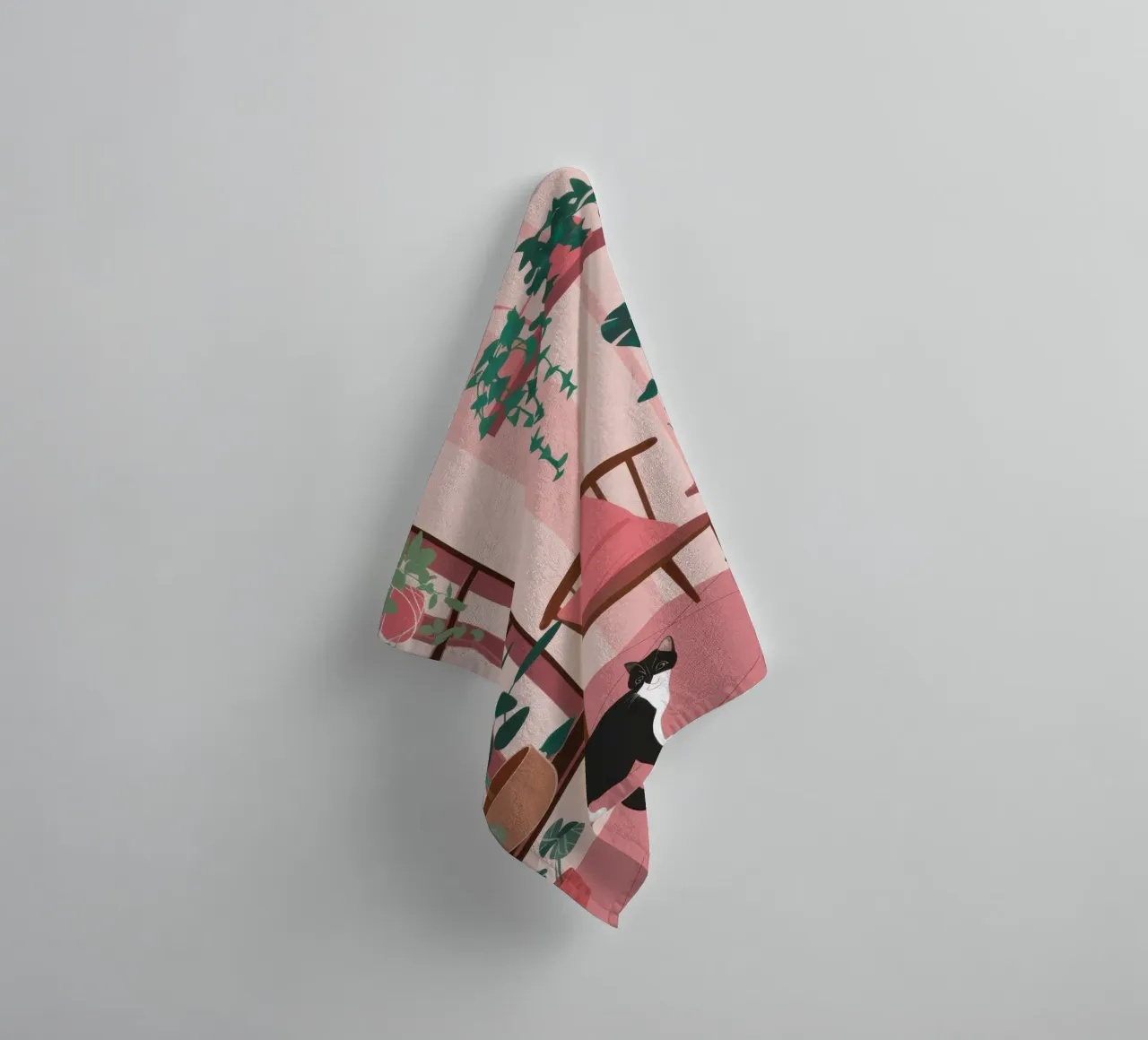Camera rosa con gatto asciugamano da bagno da Nova Glaze
