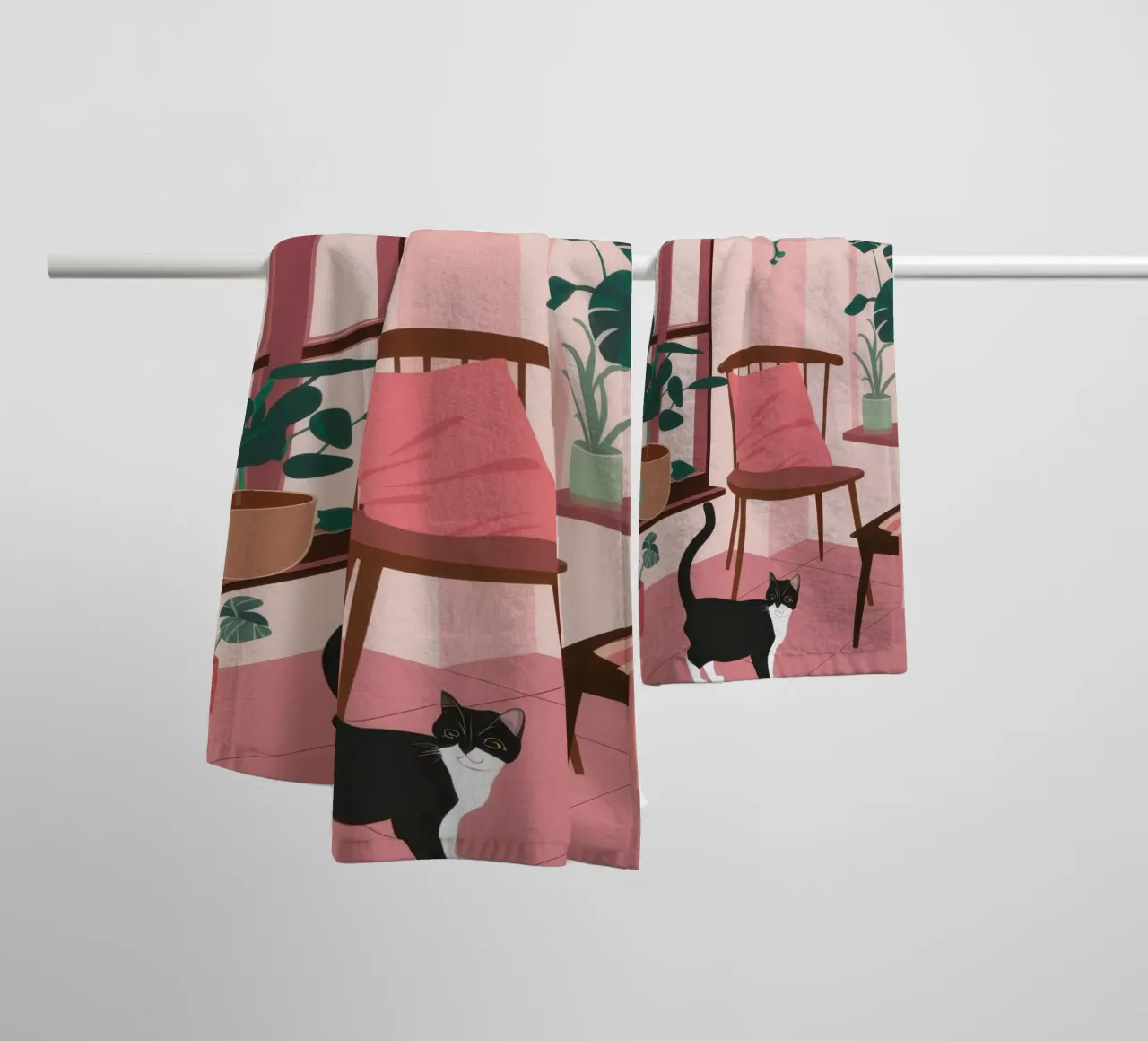 Camera rosa con gatto asciugamano da bagno da Nova Glaze