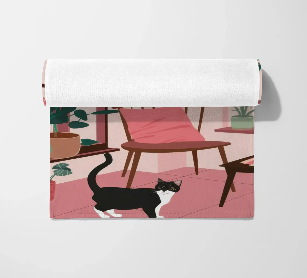Camera rosa con gatto telo mare da Nova Glaze