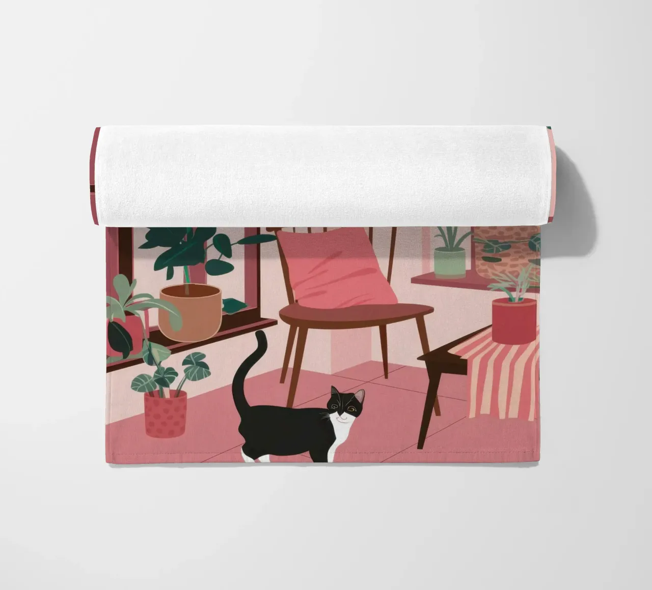 Camera rosa con gatto telo mare da Nova Glaze