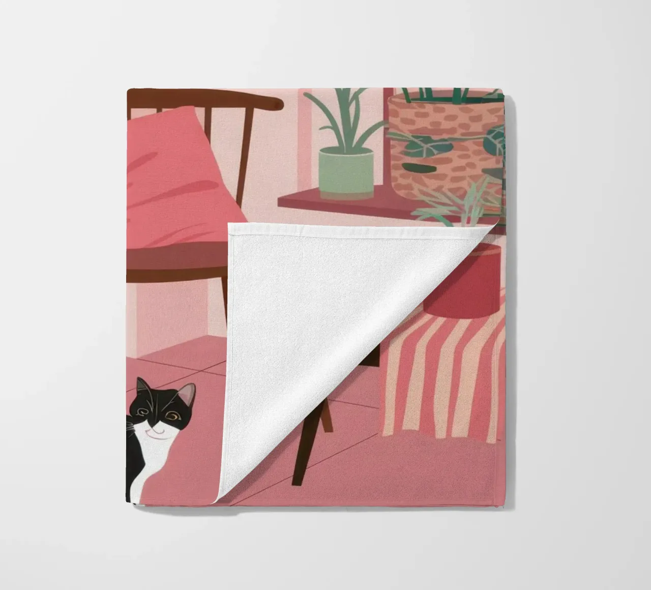 Camera rosa con gatto telo mare da Nova Glaze