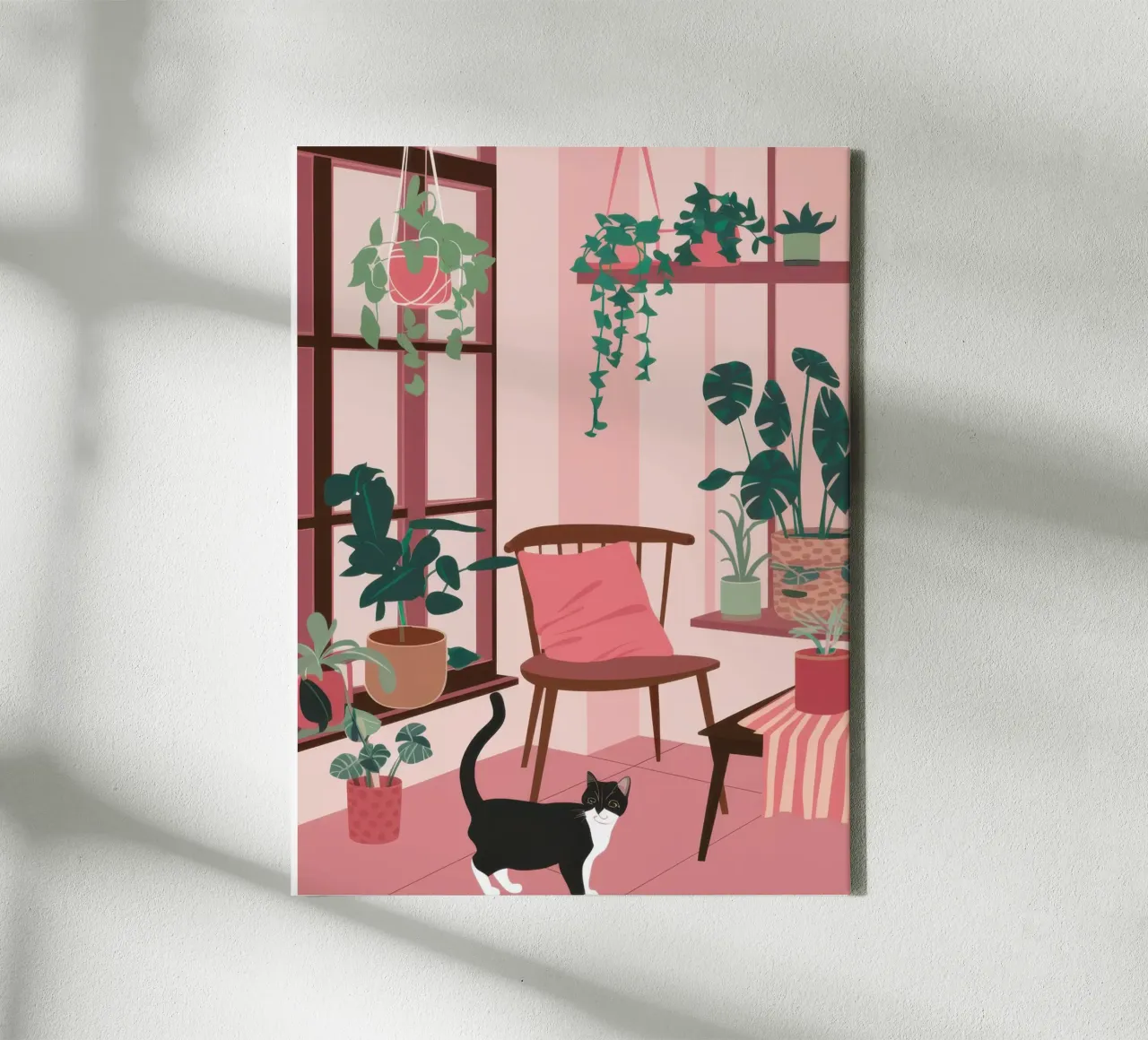 Camera rosa con gatto tela con Cornice a cassetta da Nova Glaze
