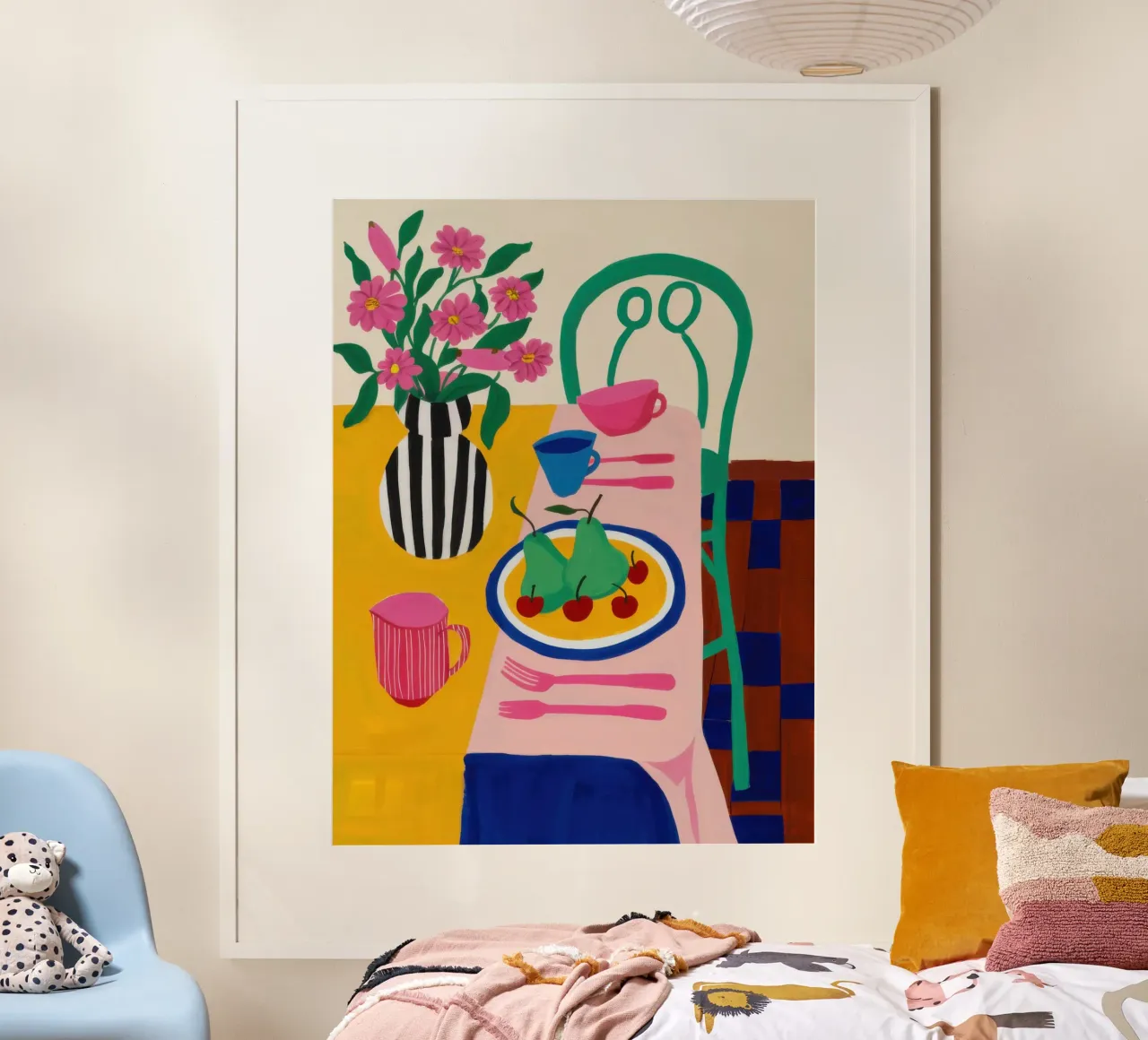 L'ora del tè in stile bohémien poster con telaio in legno da Nova Glaze