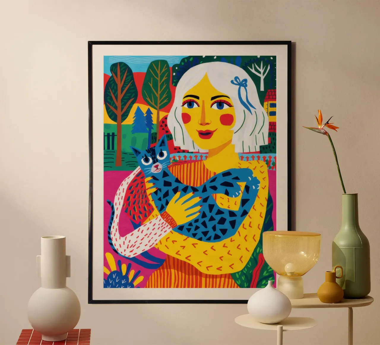 Coccole d'amore eccentriche poster con telaio in legno da Scaller Stars