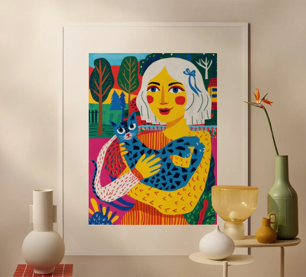 Coccole d'amore eccentriche poster con telaio in legno da Scaller Stars