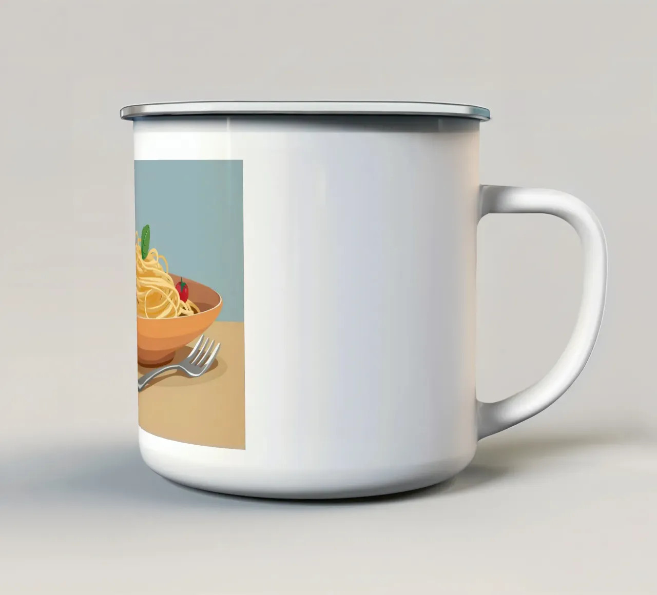 Elegante piatto per la pasta tazza in smalto da Snow Mist