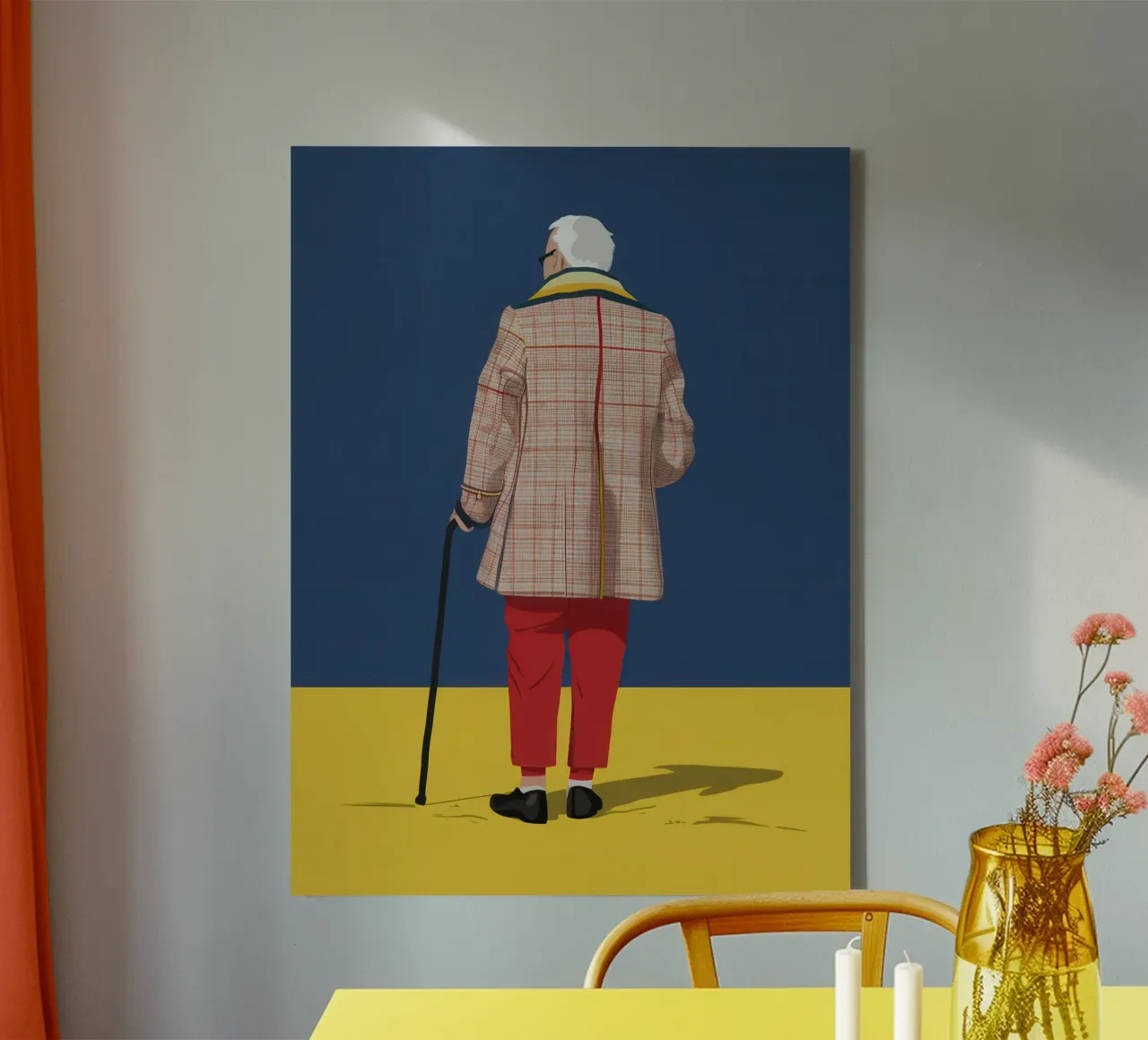 Geruite jas Wanderer canvas met Baklijst van Snow Mist