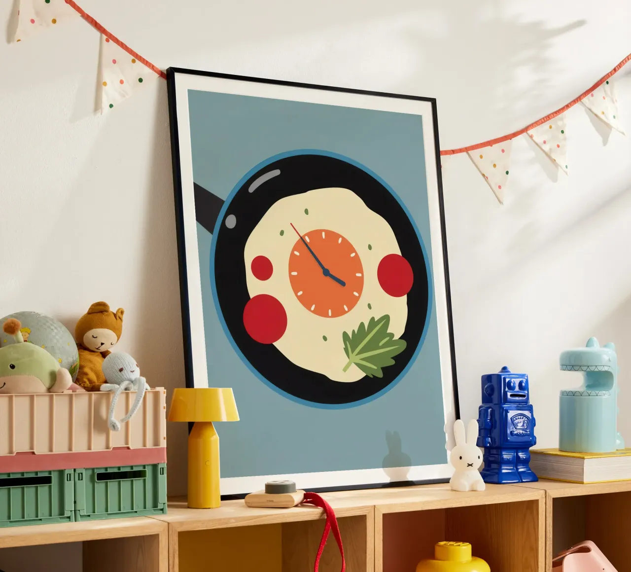 Un reloj en una sartén poster con marco de plástico de Nova Glaze