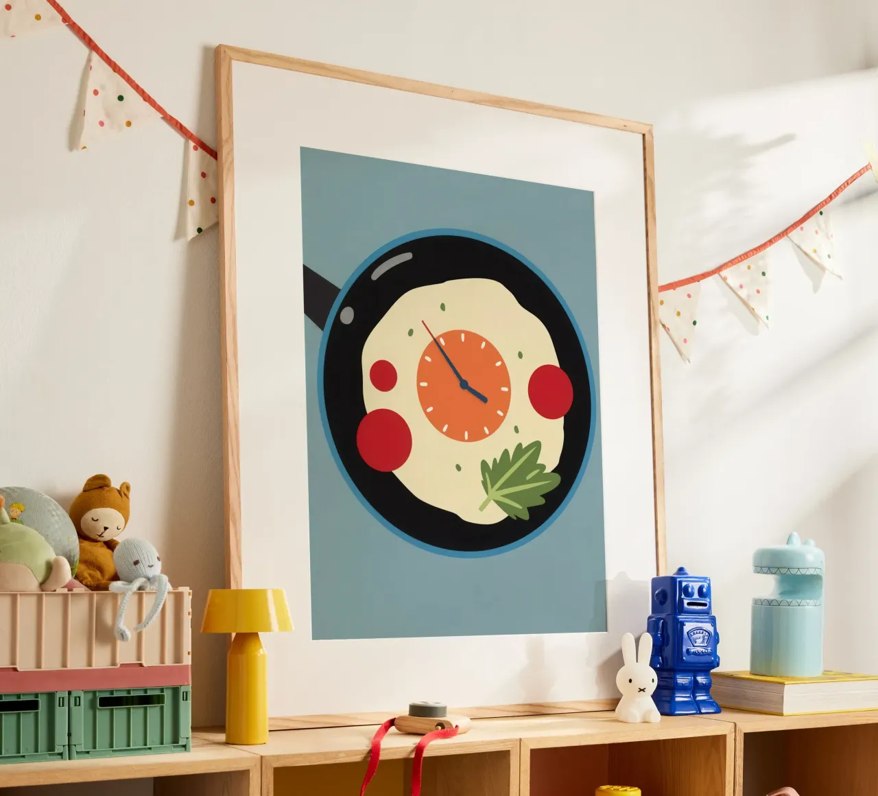 Un reloj en una sartén poster con marco de plástico de Nova Glaze