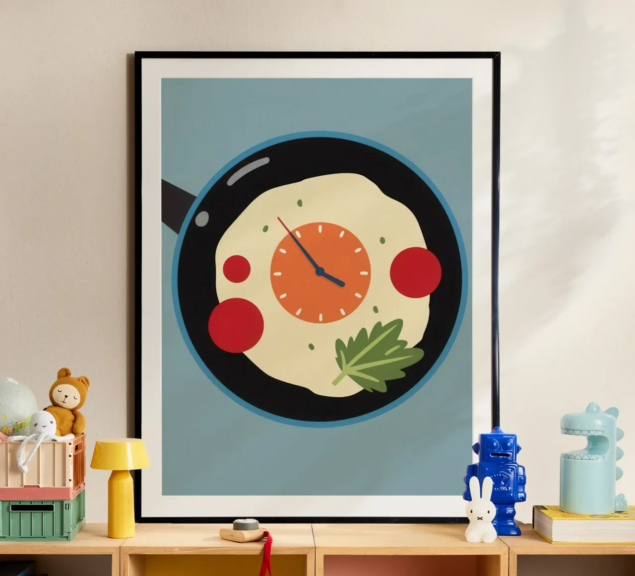 Un reloj en una sartén poster con marco de plástico de Nova Glaze