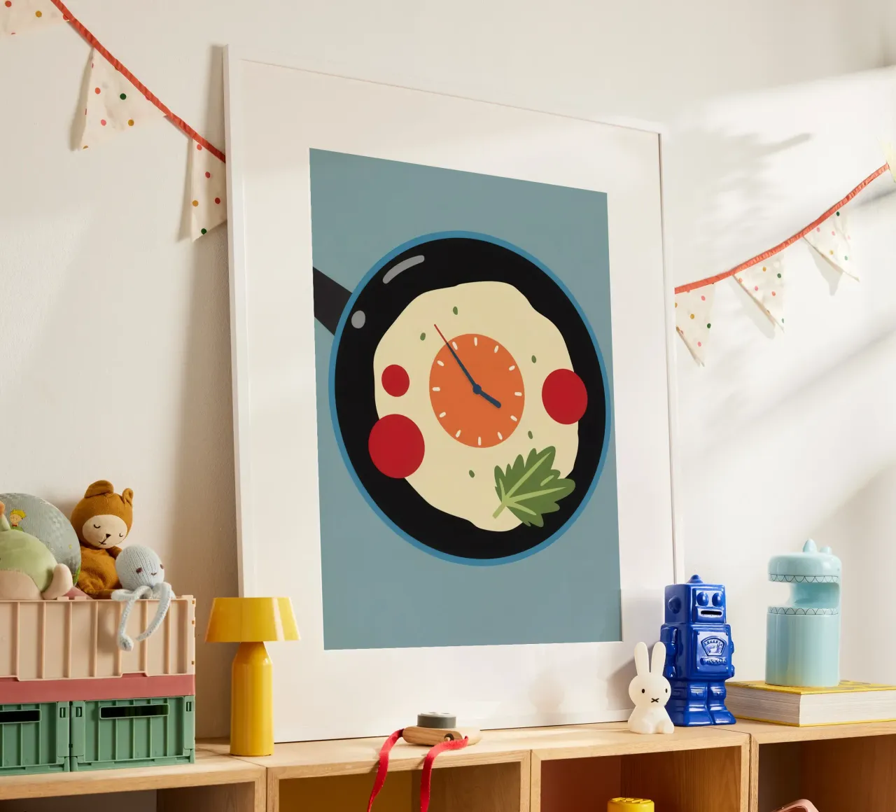 Un reloj en una sartén poster con marco de plástico de Nova Glaze