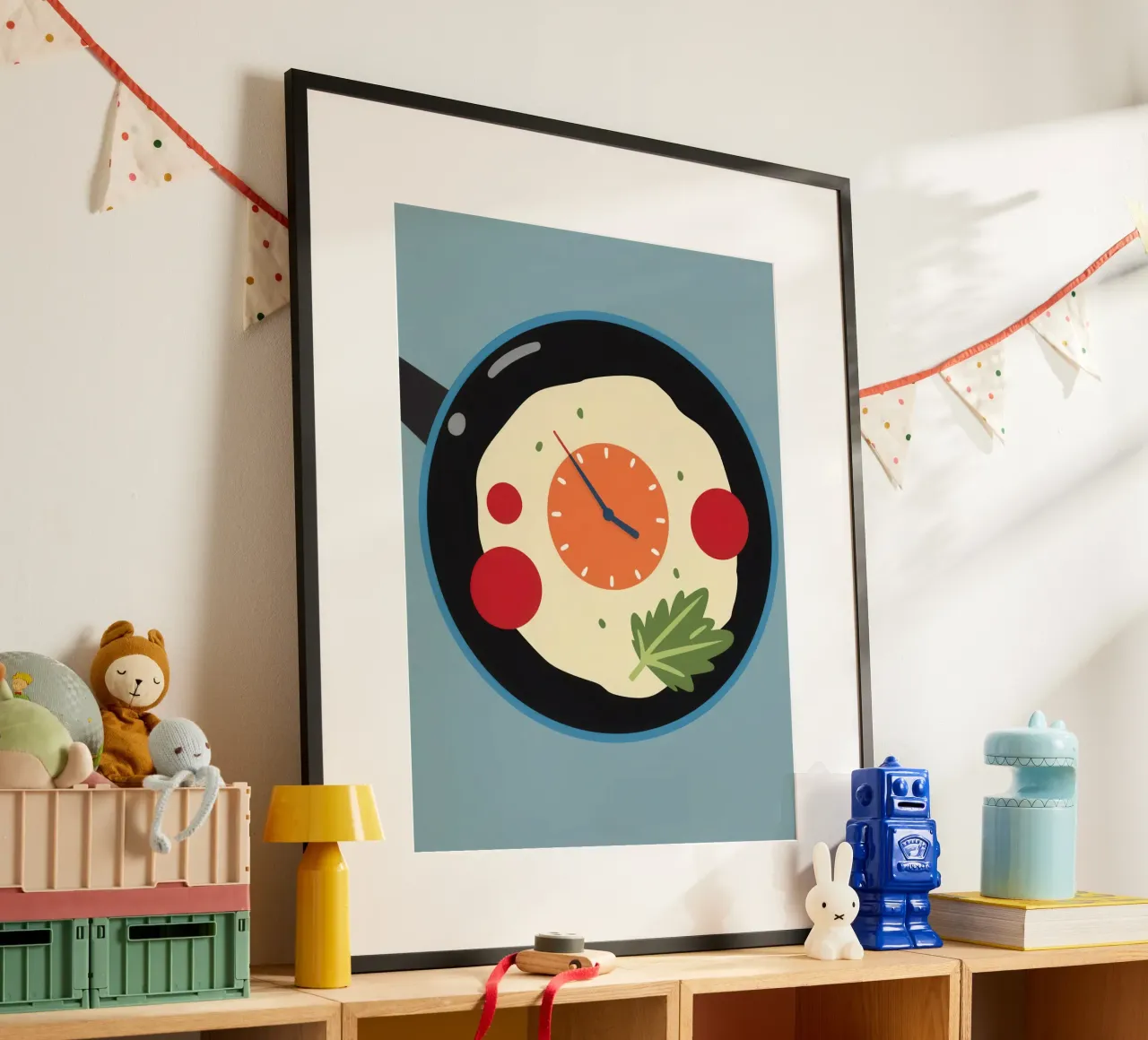 Un reloj en una sartén poster con marco de plástico de Nova Glaze