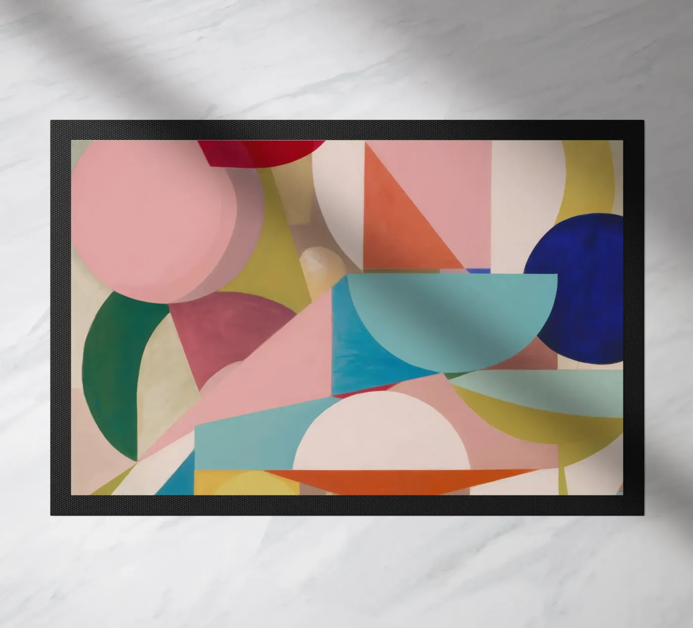 Geometric Color Fields doormat by Snow Mist
