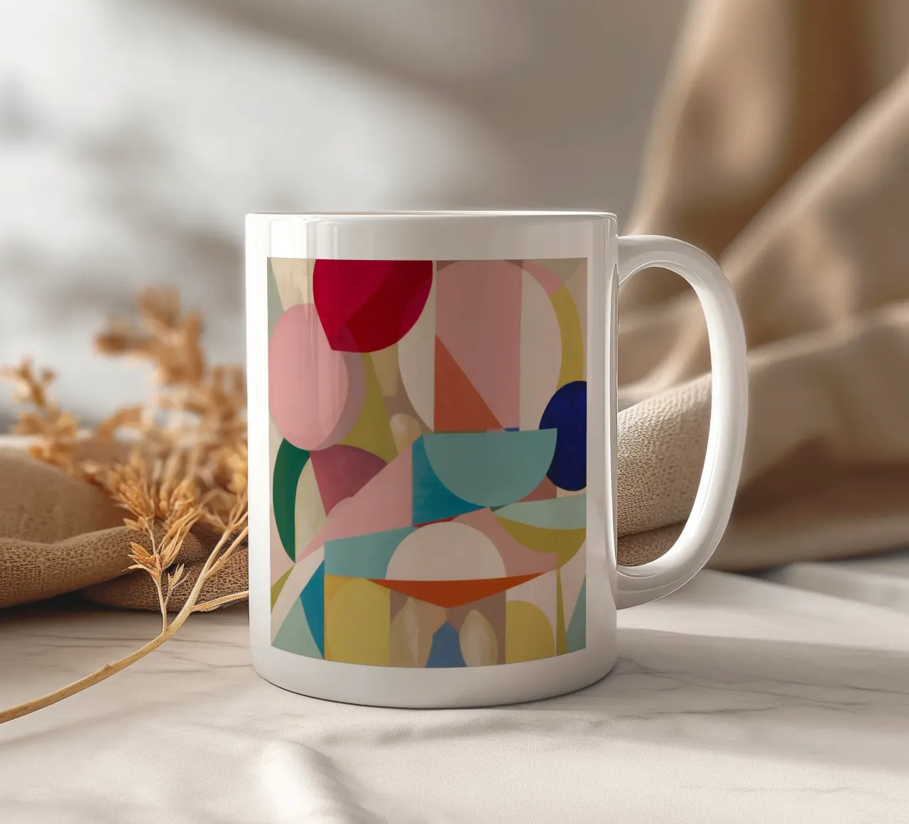 Campi di colore geometrici tazza in ceramica da Snow Mist