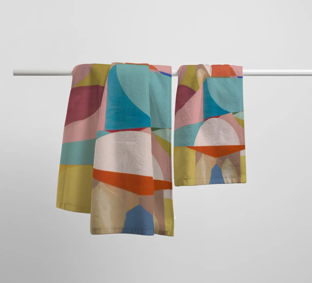 Geometric Color Fields towel by Snow Mist