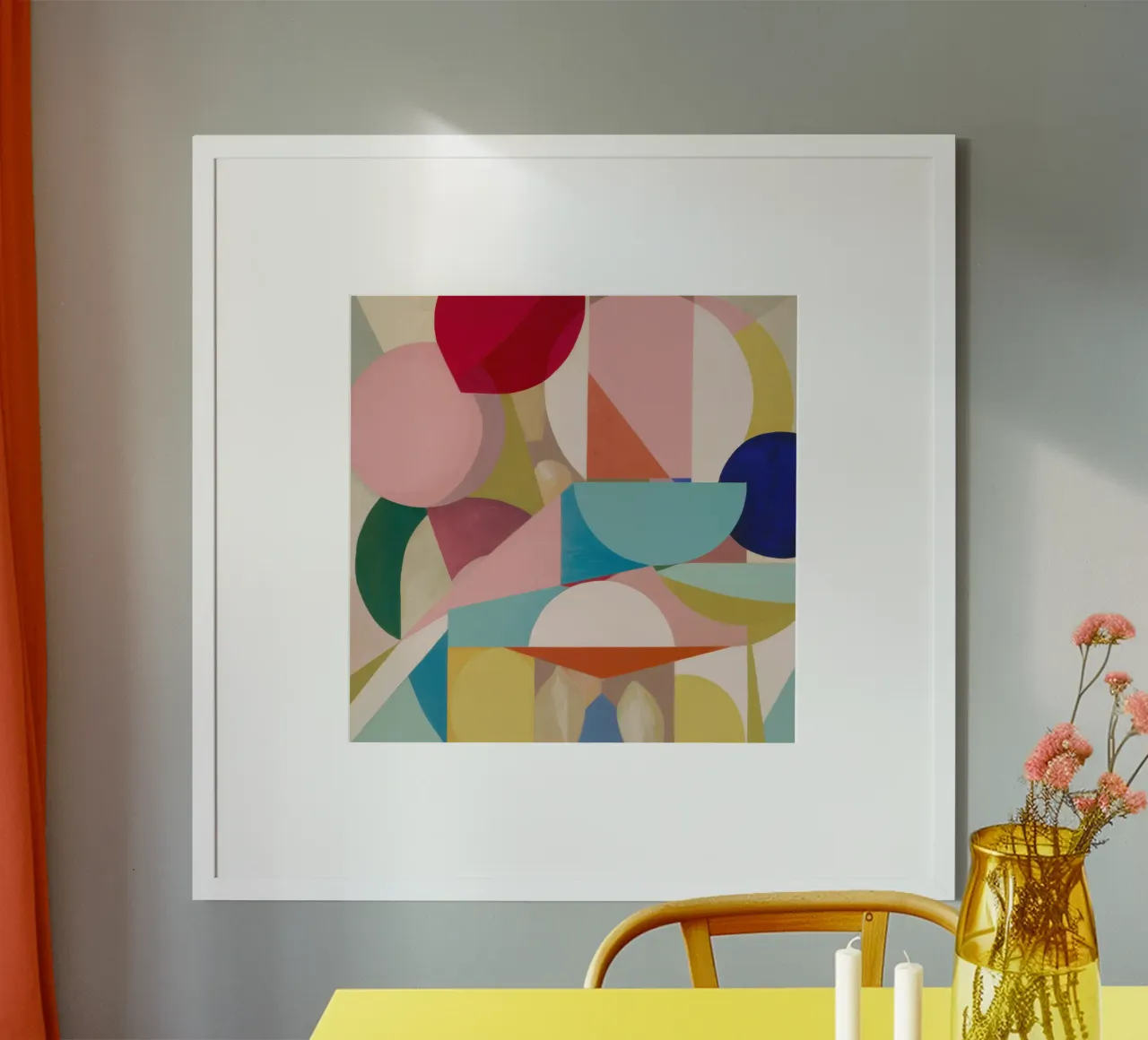 Campi di colore geometrici poster con telaio in alluminio da Snow Mist