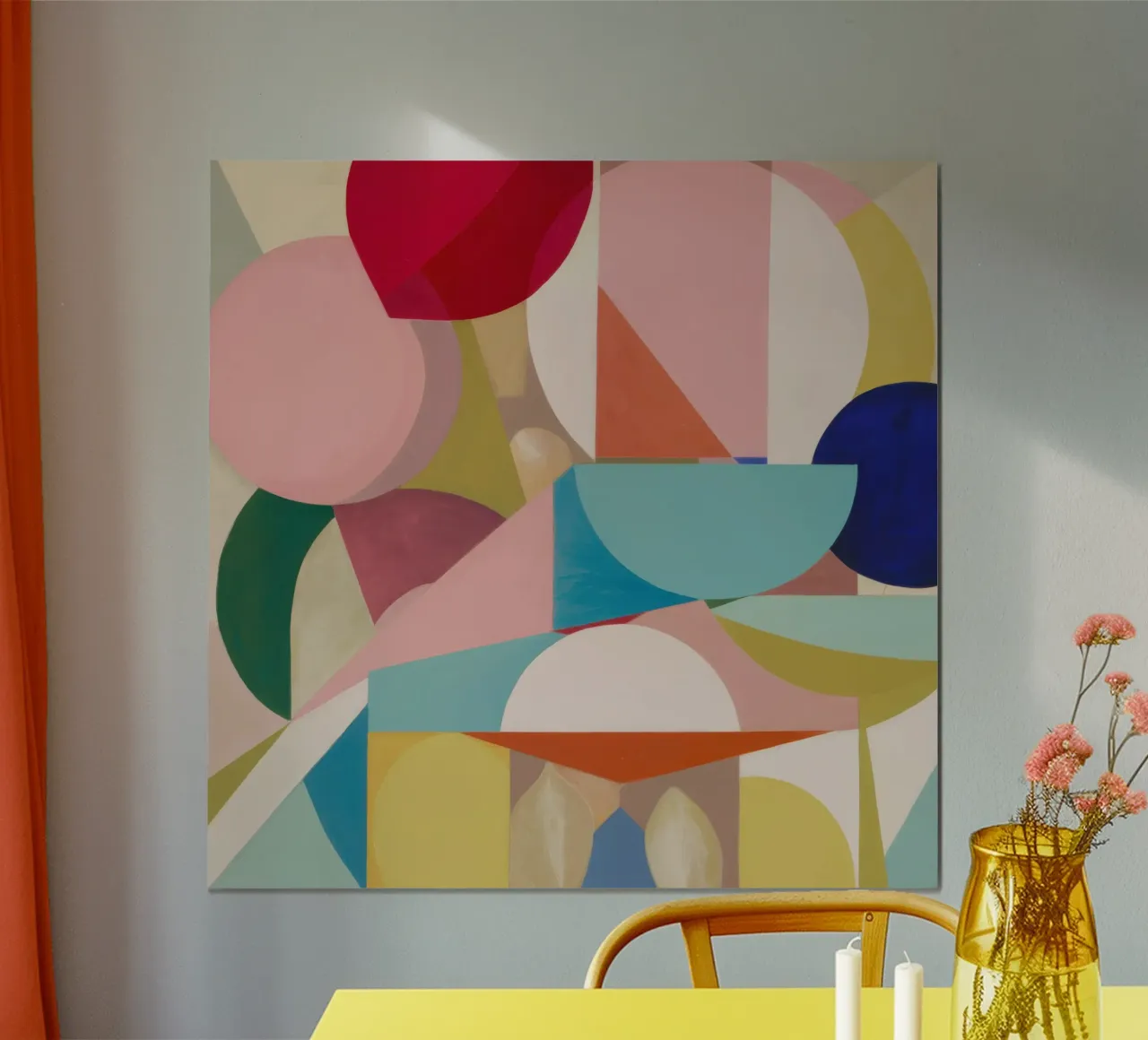 Campi di colore geometrici poster con telaio in alluminio da Snow Mist