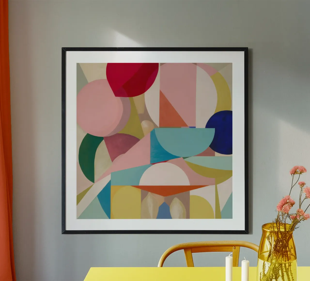 Campi di colore geometrici poster con telaio in alluminio da Snow Mist