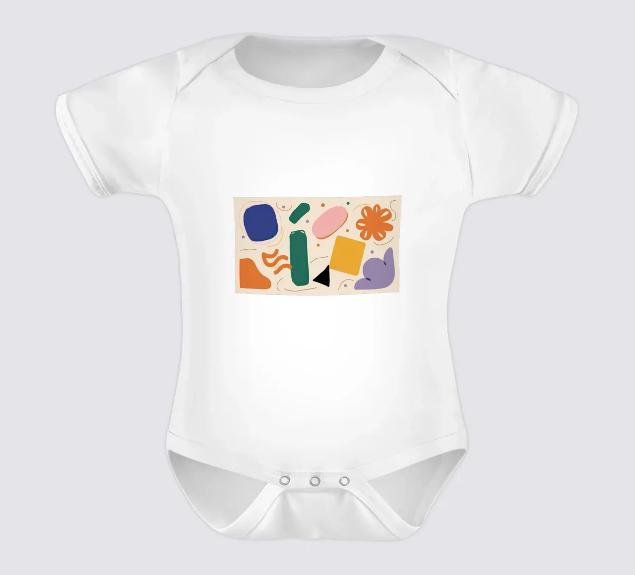 Minimalist Shape Pattern short-sleeve baby romper by Snow Mist